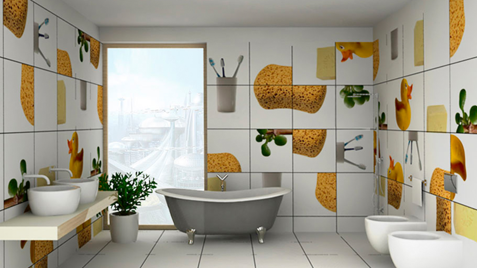 Кафельная плитка Мочалкин блюз дизайн decorkuznetsov